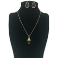 Simple Lightweight Stone Chain Necklace Set (Purple)