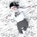 Fashion New Baby Boy Clothes Set Cotton Long-sleeved Letter Tops+pants 2pcs set