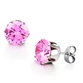 Trend Sweet Pink Rhinestones Crystal Fashion Titanium Steel Ms Earrings