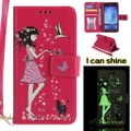 Case for Samsung S6 Edge Luminous woman cat pattern Embossed PU Phone Bag cover