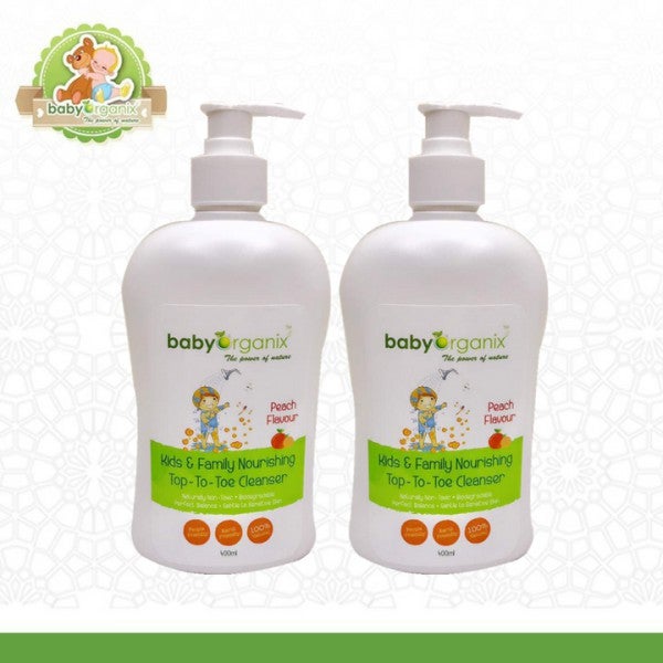 Baby Organix Top to Toe Peach TWINPACK 2x400ml