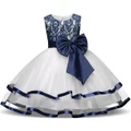 Classic blue lace bow princess dress