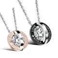 Creative Round Inlaid Diamonds Love Titanium Steel Couple Necklace Fine Jewelry