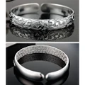 Quality Top Silver Plated Open Bracelet Flower carved Figure Steel Cuff Bangle