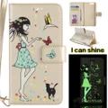 Luminous Girl cat pattern Case for Huawei Nova Embossed PU Phone Bag