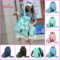 [BEG] 4 in 1 Women Backpacks Cute Cat Print Canvas Backpacks Ladies School Bags