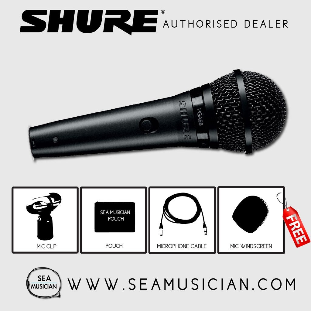 SHURE PGA58-LC DYNAMIC VOCAL MICROPHONE