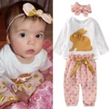Baby Girls Sweet Style Headband+Romper+Pants Trousers Outfits
