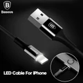 BASEUS LED Charger and Data Cable For iPhone 8 7 6 USB