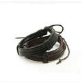 Multilayer weave rope braided leather bracelet leather Jewelry for men