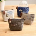 Womens Girls Retro Canvas Coin Purse Decorations Change Cards Bag Fashion Wallet