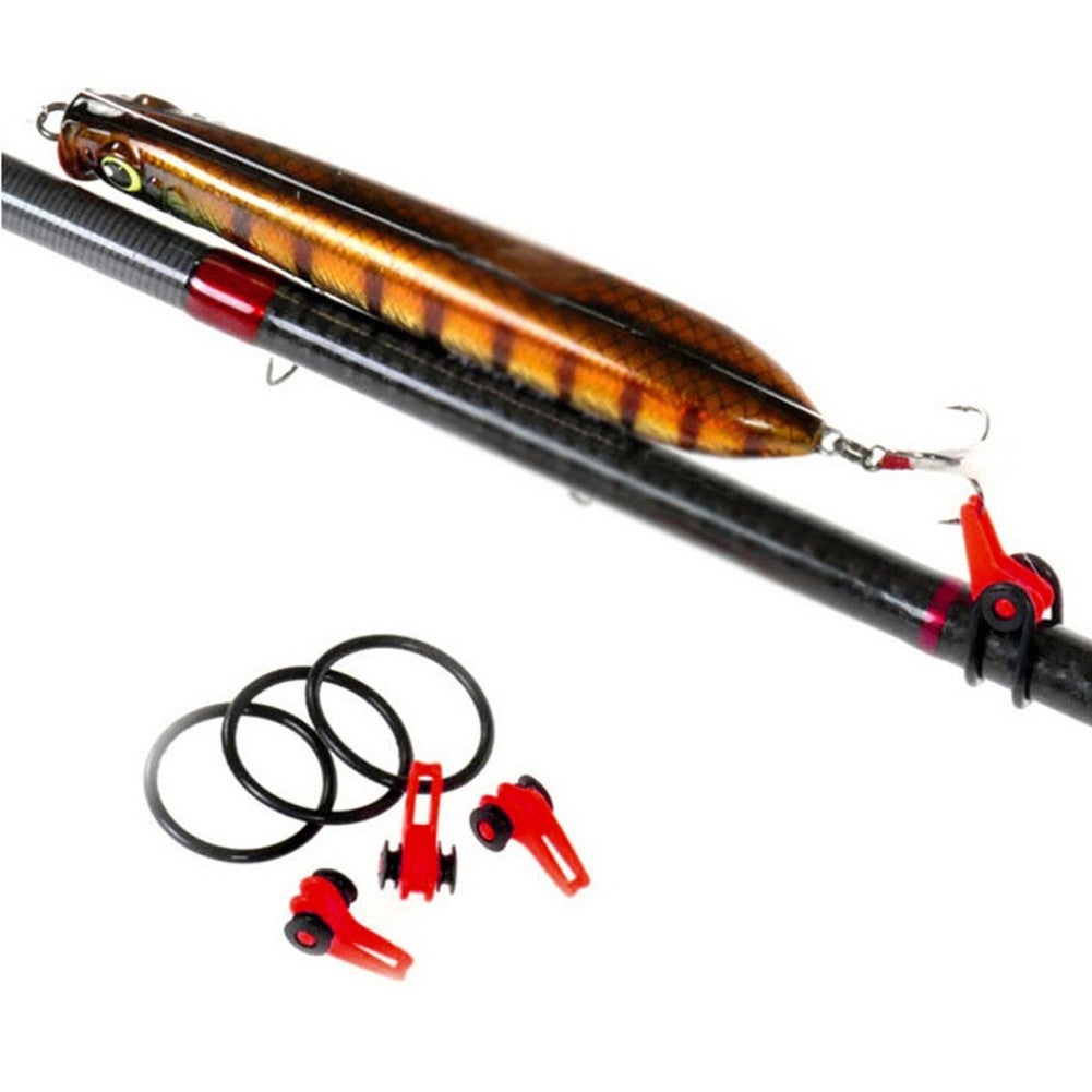 5 Pcs Hook Secure Keepers Equipment + 10 Pcs Safe Lures Rings for Fishing Rod