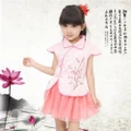 CNY Traditional Chinese Girl Kids Blouse Tutu Skirt Set - Pink