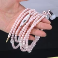 Fashion Faux Pearl Necklace Headset Line Universal Ear Wired Stereo Headset