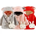 Baby Girls Cartoon Rabbit Ear Hooded Cotton Coat Thick Warm Jacket