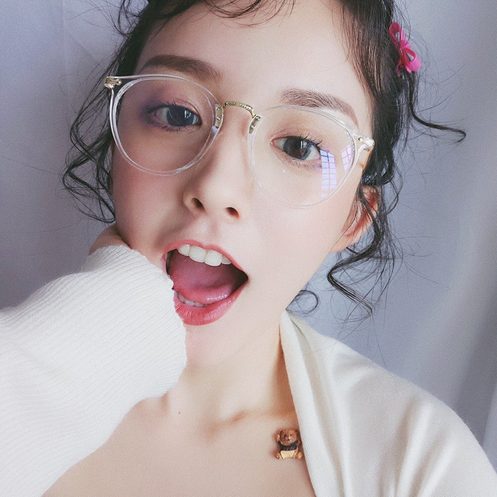 Vintage art RETRO Japanese male lady black glasses round anti radiation glasses