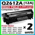 2x Compatible HP Q2612A HP12A LaserJet 1010 1012 1015 1018 1020 1022 3015 3020 All in One Printer 3030 3050 3052 3055