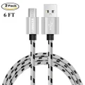 2X 6ft Nylon Braided Micro USB Cable Charger Data Sync Charging Cord For Android