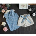Kids Summer Fashion Baby Girl Clothes Girls Set Floral Bows + Shorts [SP]