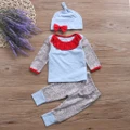 3PCS Cute Newborn Baby Girl Clothes Set Ruffles Collar Long Sleeve T-shirt