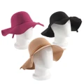 New Vintage Women Lady Wool Felt Floppy Wide Brim Fedora Bowler Cloche Hat Cap