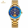 KINGSKY Water Resistant Quartz Wristwatch Gold Fashion Stainless Steel Clock
