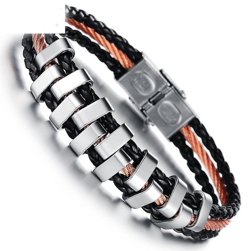 The New Simple Creative Fashion Retro PU Weave Men Bracelet