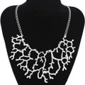 Women's Vintage Alloy Coral Pendant Short Choker Bib Statement Chain Necklace