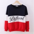 Korean style new fashion fight color letter long sleeve women blouse