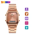 1220 Men Fashion Classic Square Quartz Watch Dual Display Digital Wristwatches