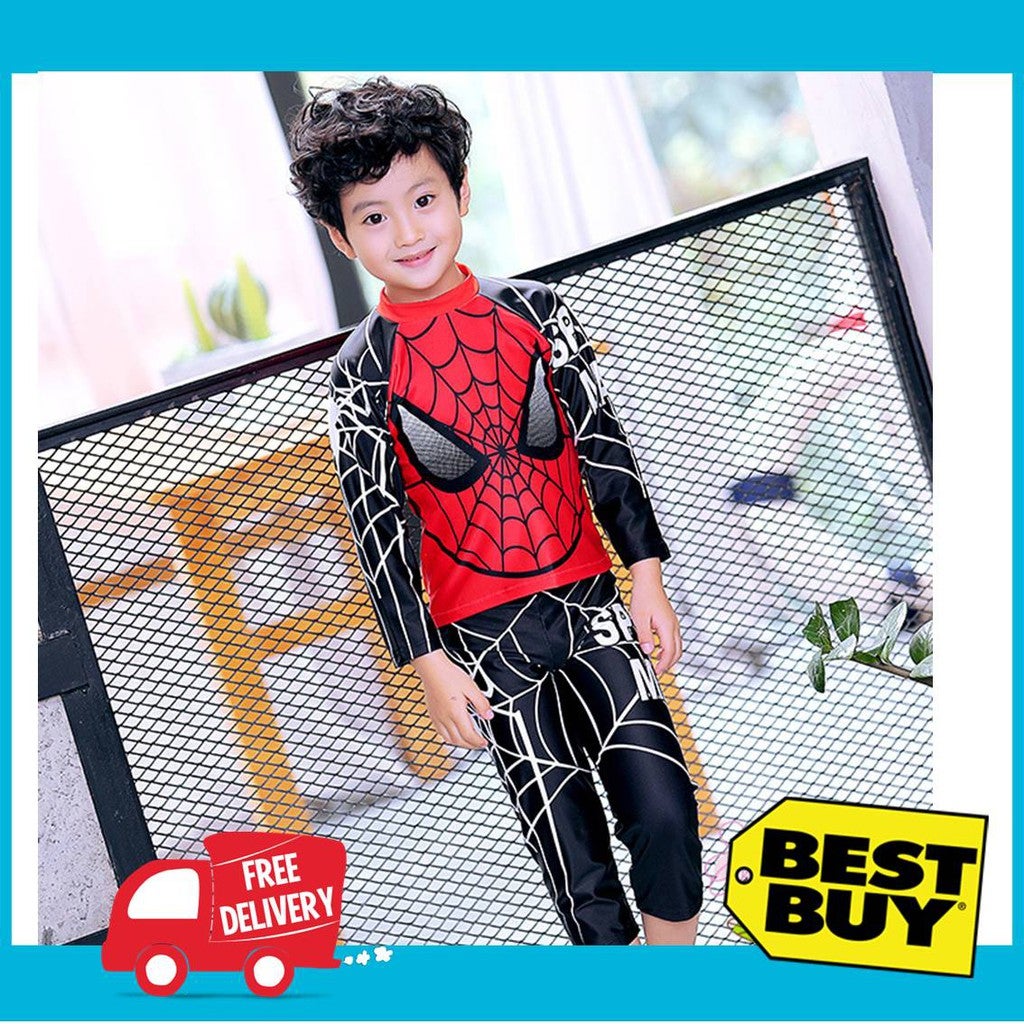 IsALifestyle Kid Children Boy Swimwear Swimsuit Long Sleeve With 3 Quarter Pant