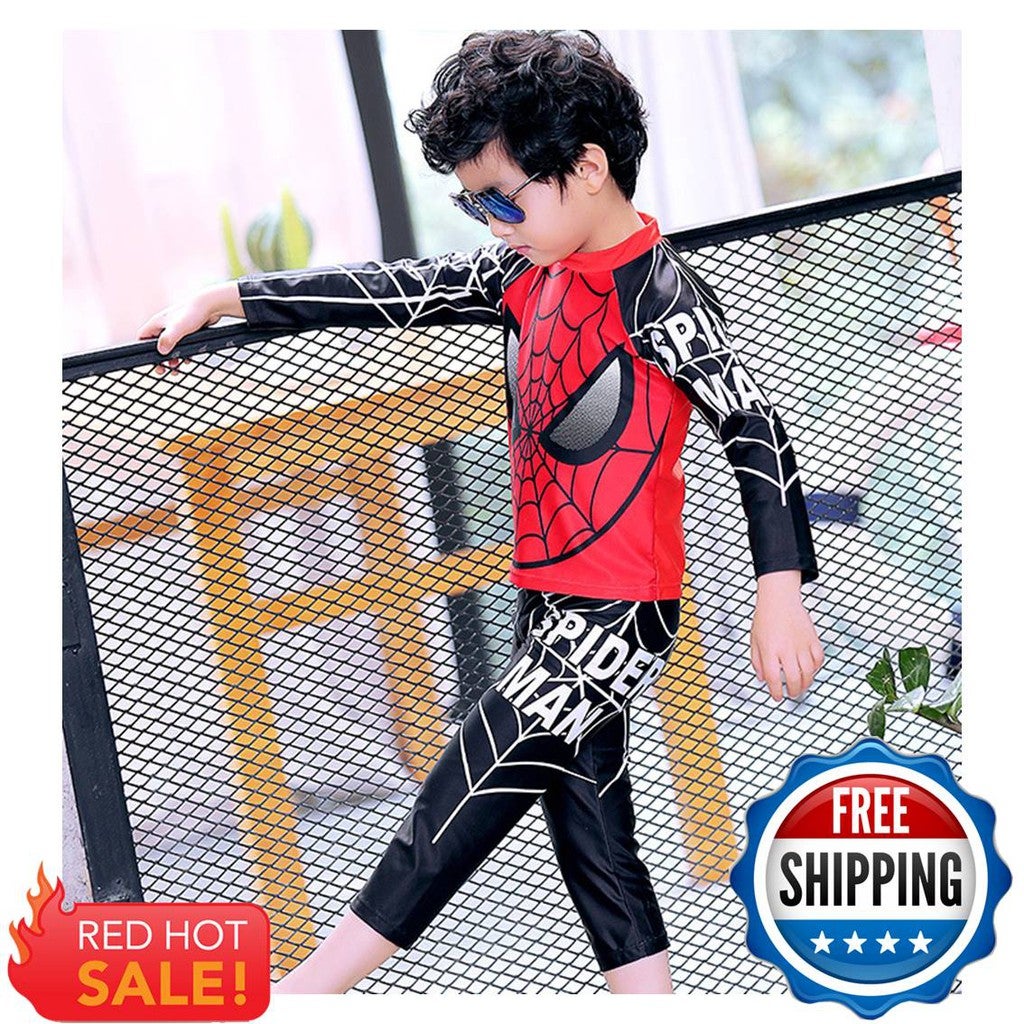 HLS Boy Long Sleeve Swimming Suit Swimsuit 3 Quarter Pants Swimwear