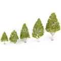 5pcs 2.56 Inch - 5.12 Inch White Poplar Model Trees - Light Green Leaves