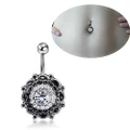 Sexy Retro Flower Crystal Navel Belly Button Ring Bar Body Piercing Jewelry