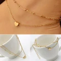 Women's Love Heart Shape Ankle Bracelet Double Layers Chain Sexy Foot Anklet