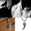 Punk Stainless Steel Men Domineering Wolf Tooth Shape Pendant Necklace Jewelry