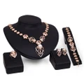 Crystal Faux Pearl Gold Plated Ring Earrings Bracelet Collar Necklace Jewelry Set