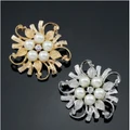 Women Wedding Brand Diamond Pearl Brooch Unique Snowflake Flower Crystal