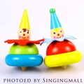 1pc Baby Children Wooden Clown Rotating Spinning Top Toy Family Game Magic Props