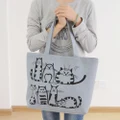 Cartoon Cats Printed Beach Zipper Bag Bolsa Feminina Canvas Tote Shopping