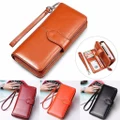 Women Leather Wallet Long Zip Purse Ladies Card Holder Case Clutch Phone