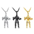 Fashion Fitness Dumbbells Necklace Men Pendant Simple Personality Necklace