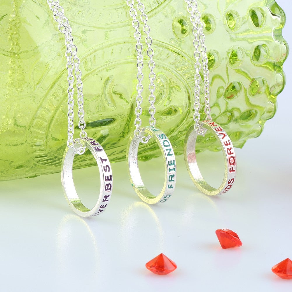 3 Pcs Women's Jewelry Gifts Best Friends Letter Print Ring Chain Necklaces