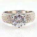 Women's Fashion Zircon Silver Plated Ring Charming Faux Gemstones Rings Jewelry