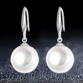 Fashion Ladies Silver Plated Faux Pearls Hook Dangle Stud Earrings Eardrops