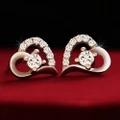 925 Sterling Silver Fashion Zircon Heart Ear Studs Earrings Party Jewelry Gift