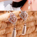 Women's Fashion Elegant Waterdrop Faux Pearls Rhinestone Dangle Charm Earrings