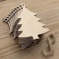 10Pcs Wood Chip Tree Ornaments Xmas Hanging Pendant