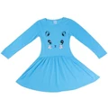 Baby Girl Long Sleeve Cute Cat Printed Cotton Dress