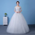 Mesh Half Shoulder New Korean Fashion Wedding Dress Maxi Bridal Gowns Handmade